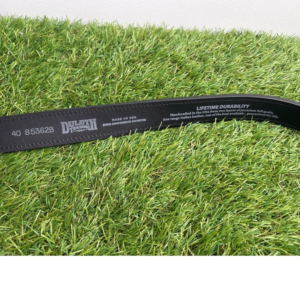 Duluth Trading Co Men Black Full Grain Italian Leather Belt 40 Made in US 85362B - Picture 5 of 8
